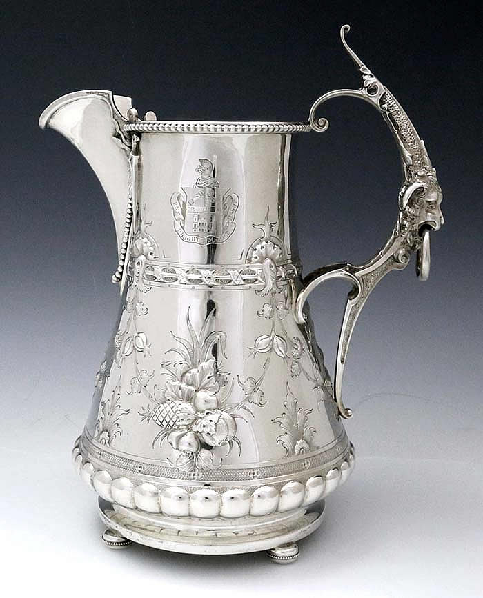 F W Cooper New York coin silver pitcher antique silver